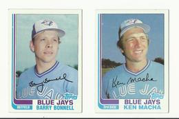 1982 TOPPS BASEBALL CARDS – TORONTO BLUE JAYS – MLB – MAJOR LEAGUE BASEBALL – LOT OF TWO - Konvolute