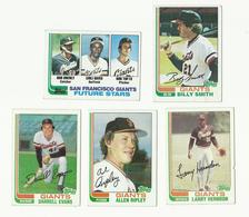 1982 TOPPS BASEBALL CARDS – SAN FRANCISCO GIANTS – MLB – MAJOR LEAGUE BASEBALL – LOT OF FIVE - Lotti