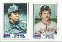 1982 TOPPS BASEBALL CARDS – DETROIT TIGERS – MLB – MAJOR LEAGUE BASEBALL – LOT OF TWO - Verzamelingen