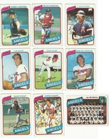 1980 TOPPS BASEBALL CARDS – CALIFORNIA ANGELS – MLB – MAJOR LEAGUE BASEBALL – LOT OF NINE - Lotti