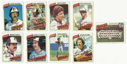 1980 TOPPS BASEBALL CARDS – BALTIMORE ORIOLES – MLB – MAJOR LEAGUE BASEBALL – LOT OF NINE - Lots
