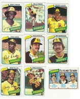 1980 TOPPS BASEBALL CARDS – SAN DIEGO PADRES – MLB – MAJOR LEAGUE BASEBALL – LOT OF NINE - Lotti