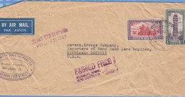 India On Cover USA - 1949 - CUSTOMS PASSED FREE POSTAGE DUE Red Fort Delhi Victory Tower Chittorgarh - Covers & Documents