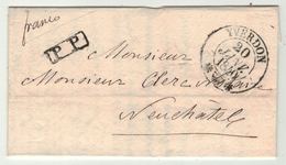 Suisse // Schweiz // Switzerland //  Préphilatélie  // Lettre Au Départ De Yverdon Pour Neuchâtel 1840 - ...-1845 Préphilatélie