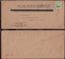 New Zealand 1943 Official Cover To CHICAGO USA 1d Single Use Postmark Motorist Carelessness Kills - Cartas & Documentos