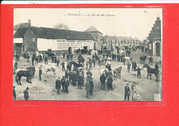 80 OISEMONT Cpa Animée Le Marché Aux Chevaux         5 Edit Dupont Dumas - Oisemont