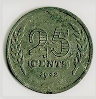 PAYS-BAS / 25 CENTS /1942 / ZINC - 5 Centavos