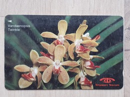 Delcampe - Telefonkarte - Singapur - Mit Darstellung Einer Orchidee - Blumen