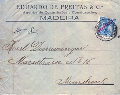 1912 , PORTUGAL , SOBRE CIRCULADO , FUNCHAL - MÜNICH , D. MANUEL II 176 - Funchal