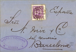 1889 , PORTUGAL , CARTA CIRCULADA , LISBOA - BARCELONA , D. LUIS I Nº 63 - Lettres & Documents