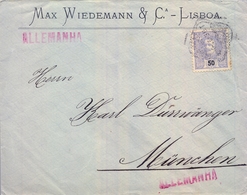 1906 , PORTUGAL , SOBRE CIRCULADO , LISBOA - MÜNICH , D. CARLOS I Nº 142 , LLEGADA - Covers & Documents