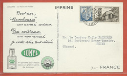 ANDORRE CARTE PHARMACEUTIQUE DE 1950 DE ANDORRE LA VIEILLE POUR REIMS FRANCE - Storia Postale