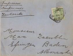 1908 , PORTUGAL , SOBRE CIRCULADO , LISBOA - BADEN , D. CARLOS I Nº 128 , RTE. CABO DE SUBMARINOS - Lettres & Documents