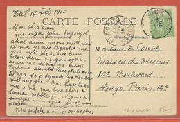 GABON CARTE POSTALE TIMBREE DE 1910 DE TAIAGOUAGA POUR PARIS FRANCE - Covers & Documents