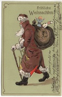 Präge-AK WEIHNACHTSMANN Fröhliche Weihnachten Gel. 1912 V. Frauenfeld N. Teufen - Teufen