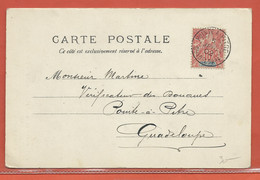 GUADELOUPE CARTE POSTALE TIMBREE DE 1902 DE POINTE A PITRE - Covers & Documents