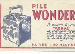 Buvard "PILE WONDER - Lanterne AGRAL". - Batterie