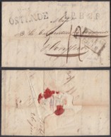 BELGIQUE LETTRE DATE DE RIGA 26/06/1820 VERS RONFLEUR GRIFFE "OSTENDE" L.P.B.2.R. (BE) DC-6456 - 1815-1830 (Periodo Holandes)