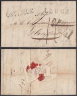 BELGIQUE LETTRE DATE DE RIGA 26/06/1820 VERS RONFLEUR GRIFFE "OSTENDE" L.P.B.2.R. (BE) DC-6456 - 1815-1830 (Hollandse Tijd)