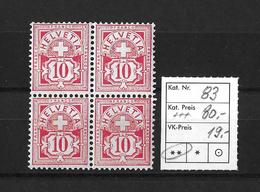 1906 ZIFFERMUSTER → SBK-83** Viererblock, Faserpapier Mit Wasserzeichen - Unused Stamps