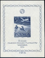 Poland 1954 Mi Bl A I III Congress Of The Polish Philatelic Society, Official Blueprint Mail Coach Fotoatest MNH** - Gebraucht