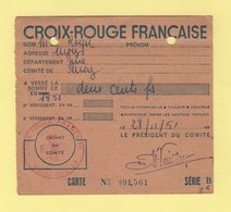 Carte Croix Rouge Francaise - Morez Du Jura - 1951 - Historical Documents