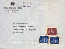 1950 , PORTUGAL , SOBRE CIRCULADO DEL SERVICIO METEOROLÓGICO NACIONAL , LISBOA - CHEVY CHASE - Lettres & Documents