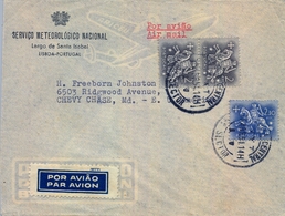 1954 , PORTUGAL , SOBRE CIRCULADO DEL SERVICIO METEOROLÓGICO NACIONAL , LISBOA - CHEVY CHASE - Cartas & Documentos