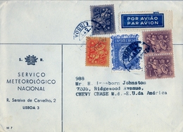 1961 , PORTUGAL , SOBRE CIRCULADO DEL SERVICIO METEOROLÓGICO NACIONAL , LISBOA - CHEVY CHASE - Storia Postale