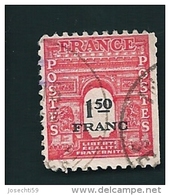 N°708 Gouvernement Provisoire 4ème Série Arc De Triomphe De Paris 1,50F Rouge Et Noir Timbre France Oblitéré 1944 - 1944-45 Arco Di Trionfo