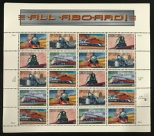 US 1999 Famous Trains ALL ABOARD Sheet 33c,Sc # 3337a, VF MNH** ,Labels On The Back !! - Hojas Completas