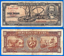 Cuba 10 Pesos 1956 Cespedes Kuba Que Prix + Port Peso Paypal Bitcoin OK - Cuba