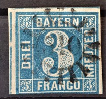 BAYERN / BAVARIA 1849 - Canceled - Mi 2 II - 3kr - Oblitérés