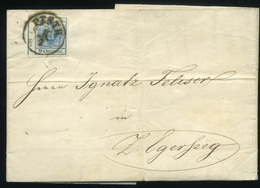 PEST 1854. 9Kr-os Szép Levél Munkácsra Küldve (szép ívszél) , Okmány Bélyeges Tartalommal - Used Stamps