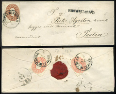 MAGYARÓVÁR 1862. Ajánlott Levél 10Kr +2*5Kr Pestre Küldve - Used Stamps