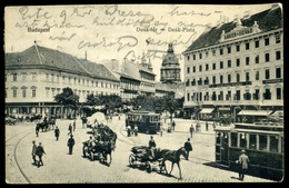 BUDAPEST 1904. Deaák Tér, Villamosok, Régi Képeslap - Ungheria