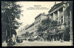 BUDAPEST 1910. Rákóczi út, Villamosok, Nemzeti Színház Régi Képeslap - Hongarije
