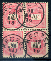 KECEL 5Kr Négyes Tömb, Szép Bélyegzés - Used Stamps