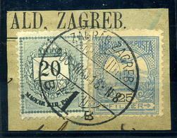 ZÁGRÁB Krajcár-turul Vegyes Bérmentesítés Kivágáson / ZAGREB Kr-Turul Mix. Frank. On Excision - Used Stamps