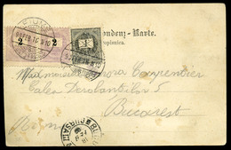 FIUME 1899. Képeslap 2Kr Pár +1kr Bérmentesítéssel Romániába Küldve - Used Stamps