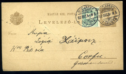 BUDAPEST 1892. Kiegészített Díjjegyes Levlap Corfu-ra Küldve - Used Stamps