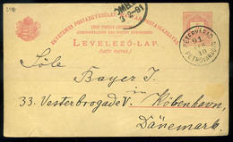 PÉTERVÁRAD 1891. Szép 5kr-os UPU Díjjegyes Lap Dániába Küldve - Used Stamps