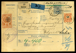 ZALATNA 1895. Csomagszállító 50Kr Bérmentesítéssel Belgrádba Küldve - Oblitérés