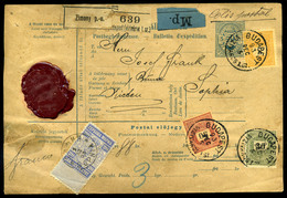 BUDAPEST 1893 Csomagszállító 50+30+8 Kr Bérmentesítéssel Bulgáriába - Gebruikt