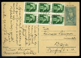 PEREMARTON Díjjegyes Levlap, 6*1P Kisegítő Bélyegzéssel Bajára / Period3 Domestic Postcard 6x1P PURPLE PROVISIONAL PEREM - Lettres & Documents