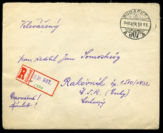 BUDAPEST 1946.dekoratív,cenzúrázott Inla Lovásfutár Levél Csehszlovákiába / 059 Period12 To Czechoslovakia 20g Registere - Covers & Documents