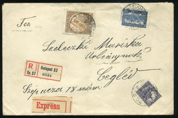 BUDAPEST 1926. Dekoratív Ajánlott-expressz Levél Korona-fillér Vegyes Bérmentesítéssel Ceglédre - Lettres & Documents