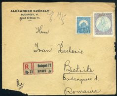BUDAPEST 1927.01. Ajánlott Levél Korona-fillér Vegyes Bérmentesítéssel Romániába - Brieven En Documenten