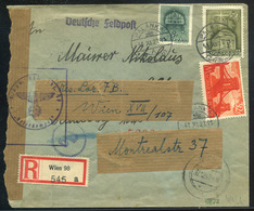 PALÁNKA 1943. Ajánlot Feldpost Levél Bécsbe Küldve - Covers & Documents