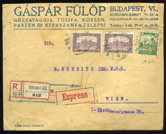 BUDAPEST 1918. Ajánlott-expressz Levél, Céglyukasztásos Bélyegekkel Bécsbe - Gebruikt